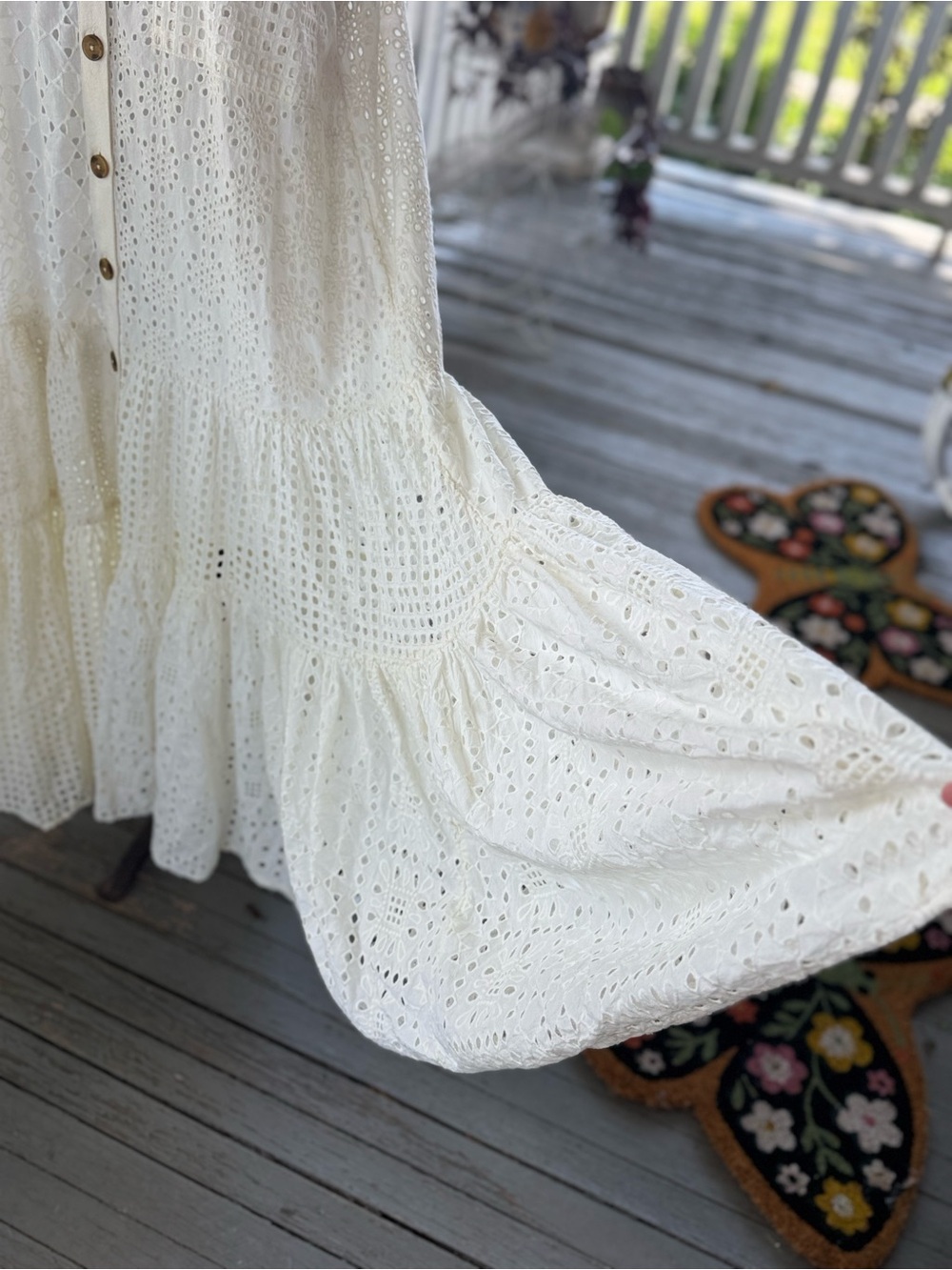 Free People Ivory Eyelet Button-Front Maxi Dress - Picture 4 of 15